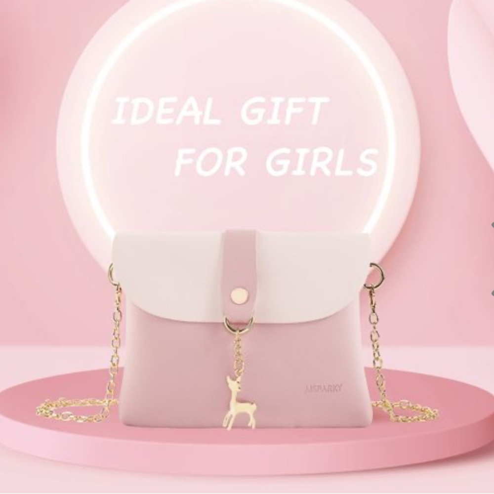 AISPARKY Small Pink Cross Body Bag for Girls PU Leather Shoulder Handbag NWOT